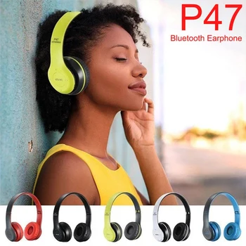 P47 bezdrôtové slúchadlá Skladacie Bluetooth-kompatibilné 5.0 Slúchadlá cez uchu slúchadlá s Mikrofónom pre Iphone Xiao Podpora SD karty