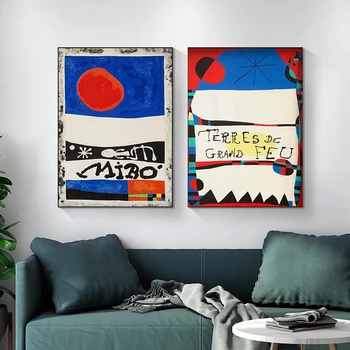 Joan Miro Abstraktné Výstava Plagát a Vytlačí Surrealizmus Plátno na Maľovanie Dekoratívne Nástenné art Obraz Estetické Domáce Dekorácie