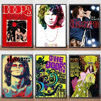 Dvere Jim Morrison Portrét Plagát Rocková Kapela Hudba, Gitara, Spevák Plátno Na Stenu Umenie Pre Spálne, Obývacia Izba Domáce Dekorácie