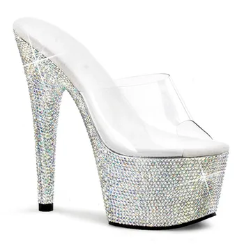Diamond trblietavé nepremokavé platformu, stiletto 15-17-20 cm pole tanec model fáze show papuče