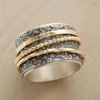 Vintage Jednoduché Renesancie Spinner Prstene Pre Ženy, Mužov Klasické Retro Vzor Kovového Prst Prstene, Šperky Výročie Darček