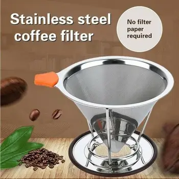 Z Nehrdzavejúcej Ocele Zalejeme Dripper Kávy Jednu Vrstvu Oka Filter S Cup Stáť Káva Lapače Nástroje