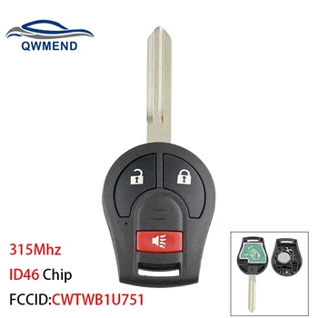 QWMEND CWTWB1U751 3/4 Tlačidlá Smart Remote Auto Kľúč pre Nissan Qashqai Slnečný Sylphy Tiida X-Trail 315Mhz ID46 Čip pre Nissan Kľúč