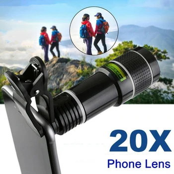 1set 20x Zoom HD Univerzálny Smartphone Optické Kamery Teleobjektív Klip Ďalekohľad Objektív