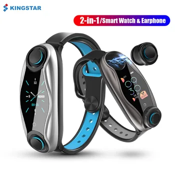 KINGSTAR T90 Smart Hodinky Bezdrôtové Bluetooth Slúchadlá 2 V 1, Bluetooth 5.0 Čip, Vodotesný IP67 Šport Smartwatch Pre Mužov, Ženy
