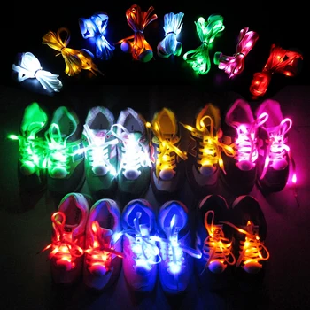1Pair LED Svietiace Shoelace ABS Šnúrky Blikajúce Noc Shoelace S akumulátorom Vonkajšie Športové Topánky Nylon Svietiace šnúrky, topánky