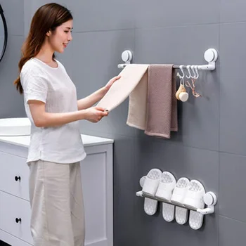 Prísavky Uterák rack zadarmo dierovanie wc, kúpeľňa prísavky háčik na uteráky stojan, polica na stenu uterák bar dokončovacie rack
