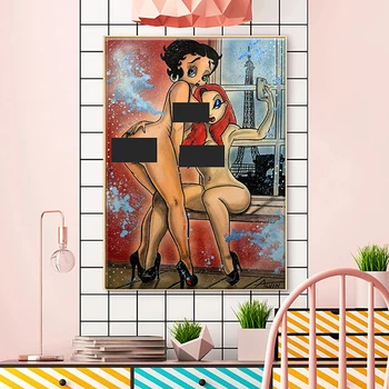 Sexy Krásne Dievčatá Anime Plátno na Maľovanie Cartoon Pop Art Plagát, Tlač na Plátno na Stenu Umenie Obrázok Obývacia Izba Domáce Dekorácie