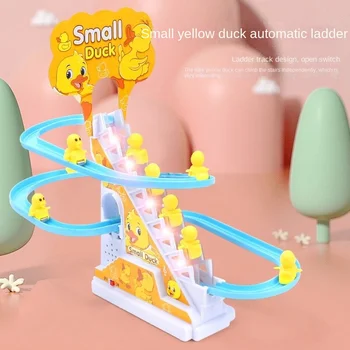 Hračky pre Deti 2-4 Roky Staré Malá Kačica Schodov Žltá Koľajového Vozidla Hračky Electric Slide Hudby Svetlá Chlapci a Dievčatá, Hračky