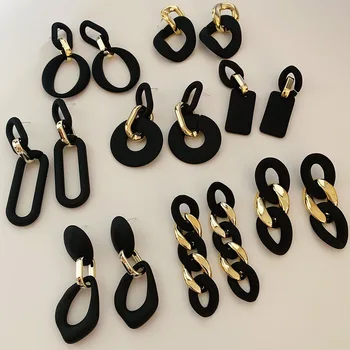 ZAY S925 ihly Módne Šperky Náušnice Kvapka Nový Dizajn Živice Zlaté Pokovovanie Matné Čierne Náušnice Pre Ženy Lady Party Dary