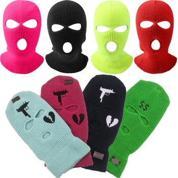 3 Otvory Zime Teplá Unisex Kukla Maska Klobúk Celotvárová Maska Čierne Pletené Lyžiarske, Snowboard Klobúk Spp Hip Hop Viacerých Farba Čiapočku