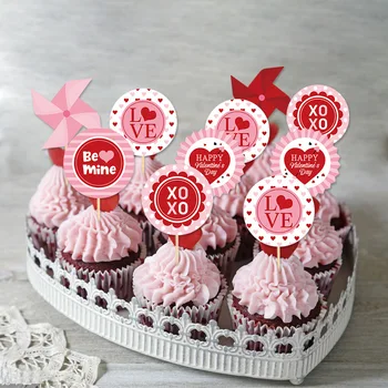 Šťastný Valentín Cake Decor Love Pink Party Kiss Me DIY XOXO Happy Valentine ' s Party Cupcake Mulčovače, Darčeky Pre Domáce 2023