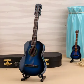 BJD bábika gitara model pre 1/4 1/6 veľkosť bjd mini hudobný nástroj klasickú gitaru ozdoby bábika príslušenstvo (krabica + držiak）