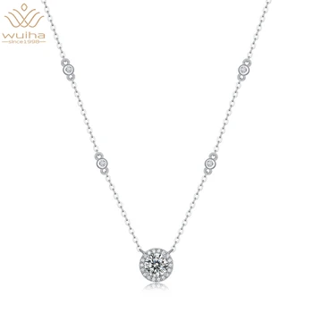 WUIHA Reálne 925 Sterling Silver 6,5 MM VVS1 D Farba Moissanite Diamanty Výročie Prívesok Náhrdelníky pre Ženy Darček Drop Shipping