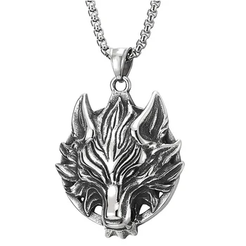 Z nehrdzavejúcej ocele vlk hlavu prívesok náhrdelník punk náhrdelník mužov príliv retro titánové ocele vlk totem big vlk značku head