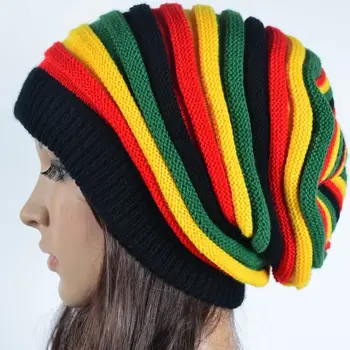 Doprava zadarmo 2021 Zimné Hip Hop Bob Marley Jamajský Rasta Reggae Multi-farebné Pruhované Čiapočku Mens Klobúky Pre Ženy