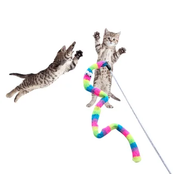 Vtipné Mačku Stick s Ostrým Bell Zvuk Rainbow Caterpillar Teaser Prútik Mačiatko Interaktívne Hrať Chase Cvičenie Hračky domáce Zvieratá Dodávky