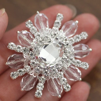 4x5cm white crystal drahokamu nášivka šiť na kameň korálky kvet tvar kamienkami brošňa pre KUTILOV, Odevy, šaty, klobúky dekorácie