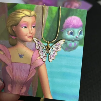 Farebné barbie butterfly náhrdelník pre deti, dievčatá anime, komiksu hmyzu náhrdelník pre dospievajúce dievčatá fairycore estetické šperky