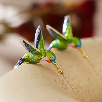 Dámske Náušnice 3D Kolibrík Náušnice Zvierat Šperky Roztomilé Dievčenské Ucho Príslušenstvo Svadobné Party Dary