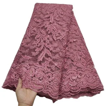 Africké Čipky Textílie 2021 Ružová Vysoko Kvalitnej Čipky Flitrami francúzsky Čistý Čipky a Tylu sieťovín Čisto Biely 3D Čipky Svadobné Tkaniny