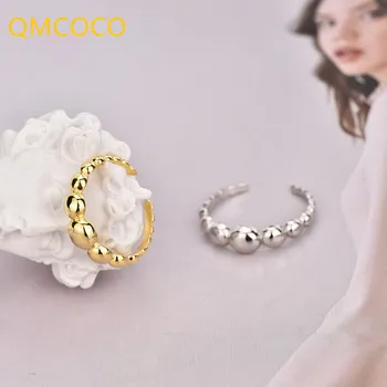 QMCOCO Nové Strieborná Farba Jednoduchý Klasický Guľatý Krúžok Dizajn Otvorte Nastaviteľné Prstene Pre Ženy Móda Jemné Šperky, Doplnky, Darčeky