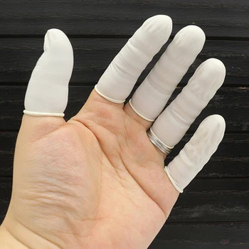 100ks Jednorazové Prst Postieľky Proti Statickej kaučukového Latexu Prst Postieľky Nechty Ruky Ochranné Latexové Rukavice Nástroje