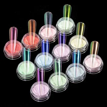 0.2 g/Fľaša Transparentné Holo na Nechty, Glitter Prášok Zrkadlo Aurora Neon Kovový Prach, Nail Art Chrome Pigment Jednorožec Ponárania Prášok
