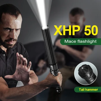 Baseball Bat XHP50 Baterku, Silný T6 LED Baterkou Zoomovateľnom Nepremokavé Vonkajšie Svietidlo 18650 Self Defense Taktické zábleskové Svetlo
