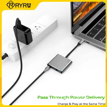 RYRA Nový USB C Do Kompatibilný s HDMI Splitter Typ-c ROZBOČOVAČ USB-C 3 V 1 4K HDMI PD Rýchle Nabíjanie Smart Adaptér Pre MacBook