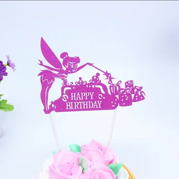 1pc Multi Farby Happy Birthday Cake Vlajka Vňaťou Angel Girl Príznaky Pre Svadby, Narodeniny, Party Tortu Pečenie Dekorácie Dodávky