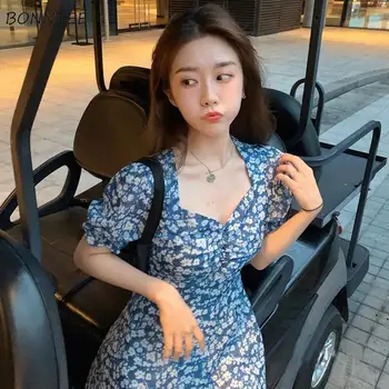 Šaty Elegantné Ženy Kórejský Štýl Harajuku Lístkového Rukáv Sexy Lady Tlač Mini Mujer Vestidos Populárne Módne Útulný Retro College