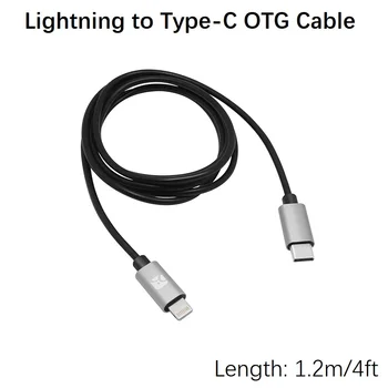 Lightning-Typ-C OTG Kábel pre Shanling UA2, qudelix 5k, Audirect Lúč 2,Nuprime Hi-mDAC iPhone 12 Pro XS Max, XR, XS 8P, 1,2 m