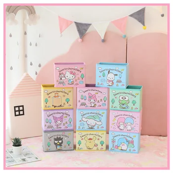 Roztomilé Anime Moje Melódie Cinnamoroll Kuromi KT Mačka Cartoon Skladacia Ploche Úložný Box Kawaii Drobnosti Box make-up Okno Kozmetická taštička