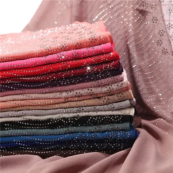 Vysoká Kvalita Strapec Diamond Moslimských Hijabs Luxusné Sequin Šifón Šatka Pre Ženy Šaty Abaya Hidžáb Závoj Šatku Dlhé Šály Turban
