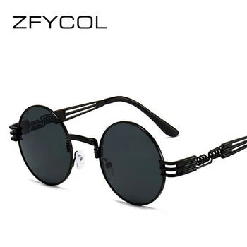 ZFYCOL SteamPunk slnečné Okuliare Ženy Kolo Rám UV400 Odtiene Vintage Mužov Vonkajšie Slnečné Okuliare Ochranné Okuliare Multi-farebné