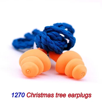 1270 anti-noise zátkové chrániče sluchu Vianočný strom tvar Pásu linka Bezpečnostné chrániče sluchu Vyčistiť Silica gel Naučiť Spať earplug