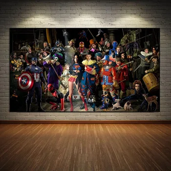 Disney Wall Art Marvel Avengers Superhrdina Film Plagát Kapitán Amerika Plátno Maľby, Anime Iron Man Vytlačí Domova Obrázky