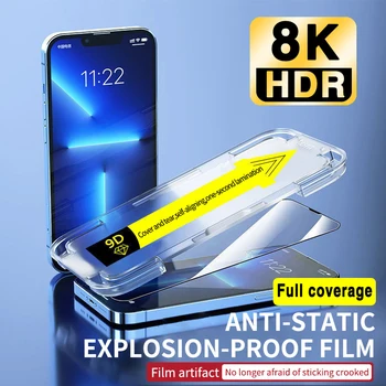 Luxusné Rýchlo Nainštalovať Úplné Pokrytie Screen Protector Pre iPhone 14 13 12 11 Pro Max Tvrdeného Skla Pre 13 12 X Mini XR XS 14 Plus