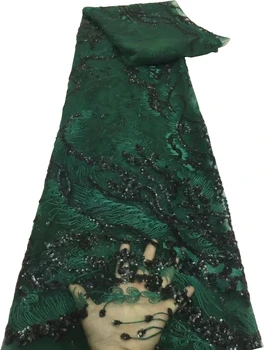 Najnovšie Klasické Vysoko Kvalitné Elegantné Výšivky Heavior Sequin Tylu Čipky Textílie pre Svadobné Šaty NN566_L