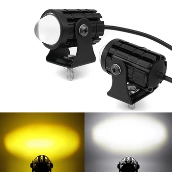 Motocykel Pozornosti Projektor Objektív Dual Color Mini LED Reflektor Pomocné Jazdy Lampa Univerzálny 12V Motocykel Led Svetlo