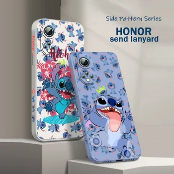 Cartoon Lilo & Stitch Telefón puzdro Na Huawei Honor 60 SE 50 30-tych rokov 20 20E 10X 10i 9X 9C 9S 8A Kvapaliny Vľavo Lano Funda Kryt