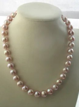 sladkovodné perly ružová fialová blízkosti kolo 9-10 mm náhrdelník 17inch FPPJ veľkoobchod korálky prírody