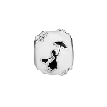 Mary Poppins Siluetu Smalt Korálky pre Šperky, Takže Ženy Striebro 925 Pôvodné Kúzlo Korálky, Náramky pre Cartoon DIY Šperky