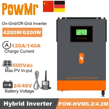 4.2 KW 6.2 KW On-Grid/Off-Grid Čistá Sínusová Vlna Solárny Invertor 24V 48V DC) Vstup MPPT 140A 120A Solárne Nabíjanie Max FV Power 6200W/6500W