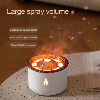 3D Sopečné Plameň, Aróma Difuzér, Prenosné 360ml Esenciálny Olej Zvlhčovač Vzduchu Nočné Svetlo Lampy Aromaterapia Zvlhčovač pre Domáce