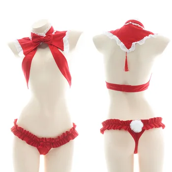 Najlepší Darček Na Vianoce Sexy Kostýmy Pre Ženy Bielizeň Red White Jedna Veľkosť spodné Prádlo, pyžamo nastaviť