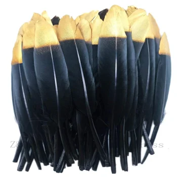 10-100 prírodné 10-15 CM (4 až 6 palcov), kačica vlasy farbené čierne zlato sprej hlavu DIY šperky plavidlá príslušenstvo pierko