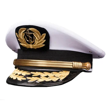 Navy Kapitán Klobúk Námorník Gorros Biela Riaditeľ Spp Námorník Jachta Loď Loď Tmavomodrý Kostým Príslušenstvo