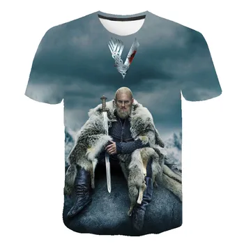 TELEVÍZNY Seriál Vikingovia 3D Vytlačené T-Shirt Ragnar Lothbrok Streetwear Muži Ženy Módne O-Neck T Shirt Nadrozmerná Tees Topy
